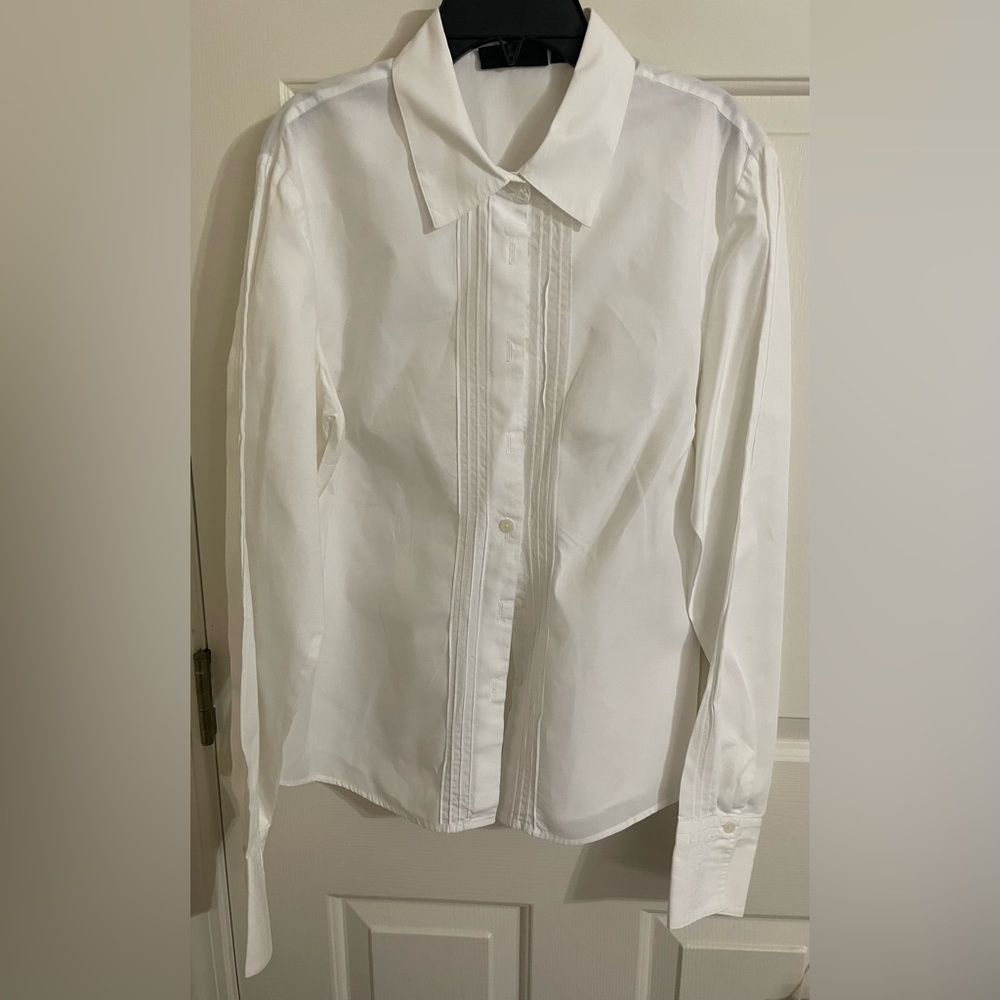 Women’s Long Sleeve White Button Shirt, Size 12